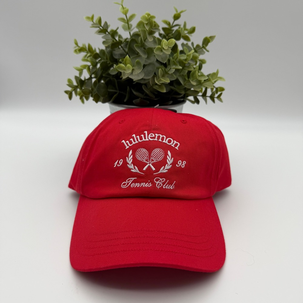 Lululemon Unisex Classic Ball Cap Red Tennis Club 1998 Hat Size L/XL New NWT